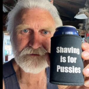 Skull Beer Stubby Holder Shaving Is For Pussies